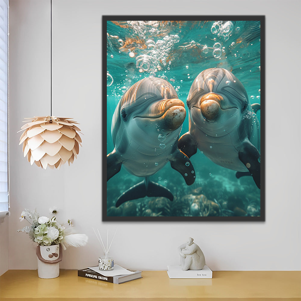 Couples de dauphins Peinture par Numéros
