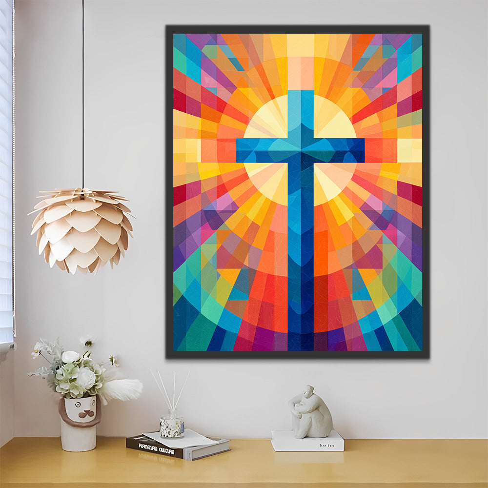 Croix Émettant une Lumière Colorée Peinture par Numéros