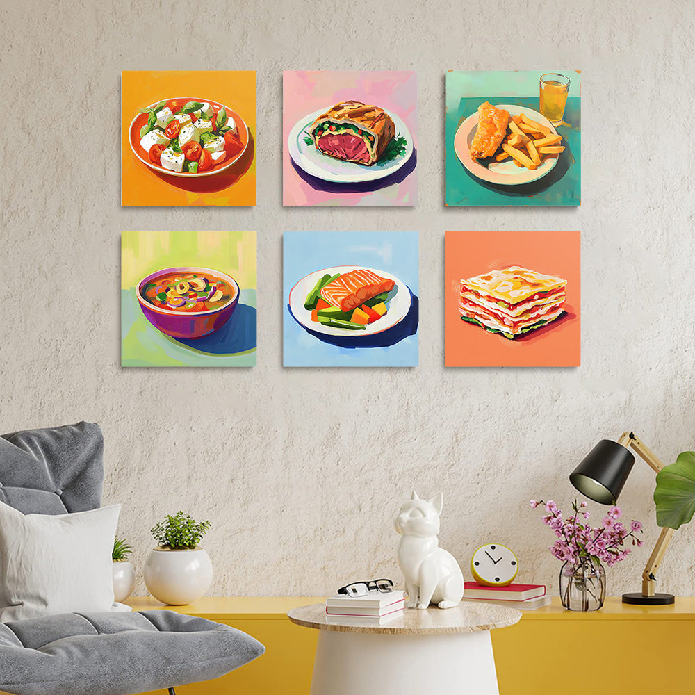 Cuisine Chinoise et Occidentale 6 Mini Peintures par Numéros