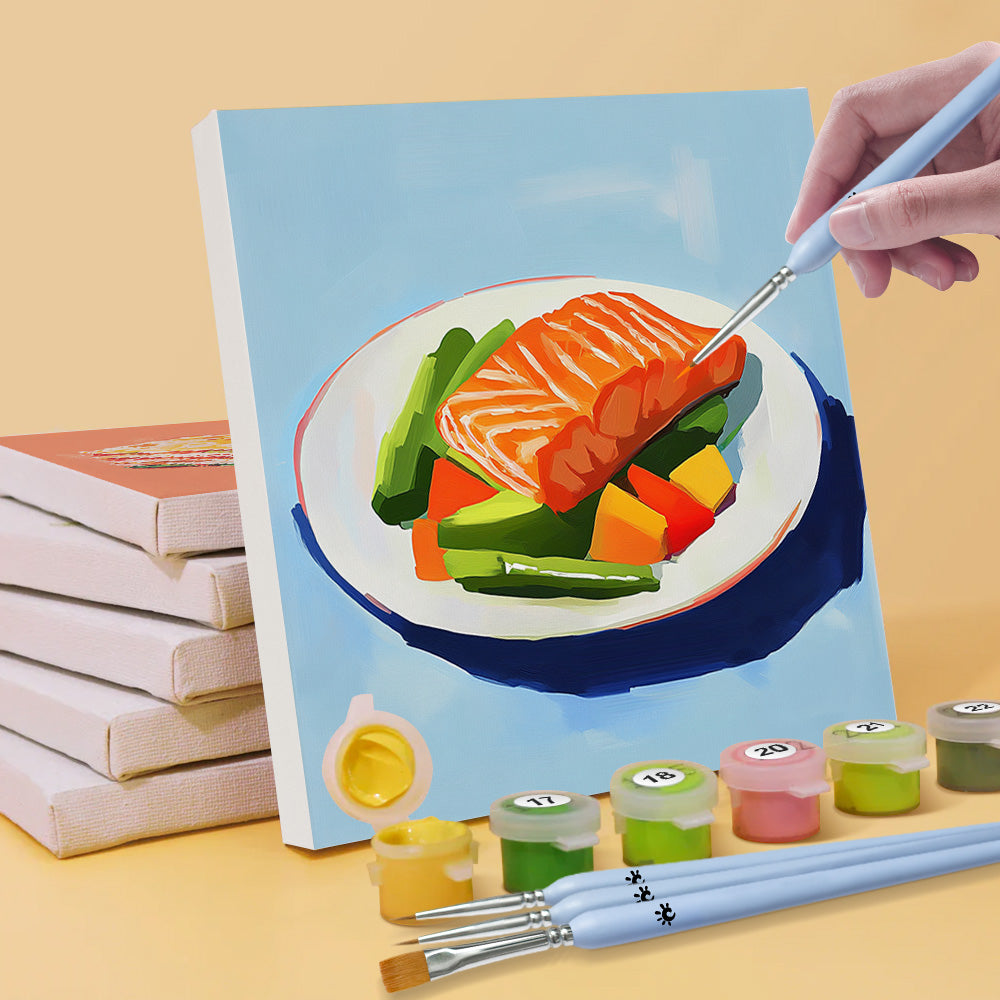 Cuisine Chinoise et Occidentale 6 Mini Peintures par Numéros