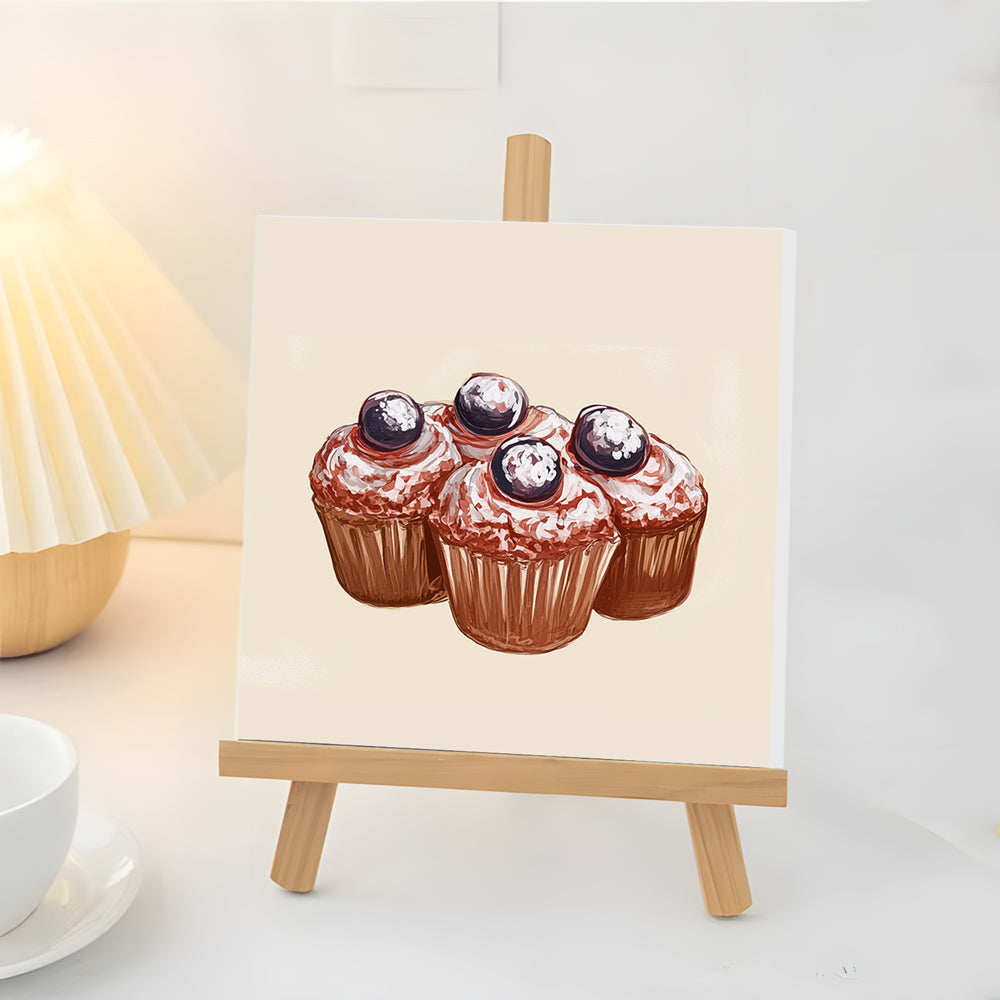 Cupcakes aux Myrtilles et aux Framboises Mini Peinture par Numéros