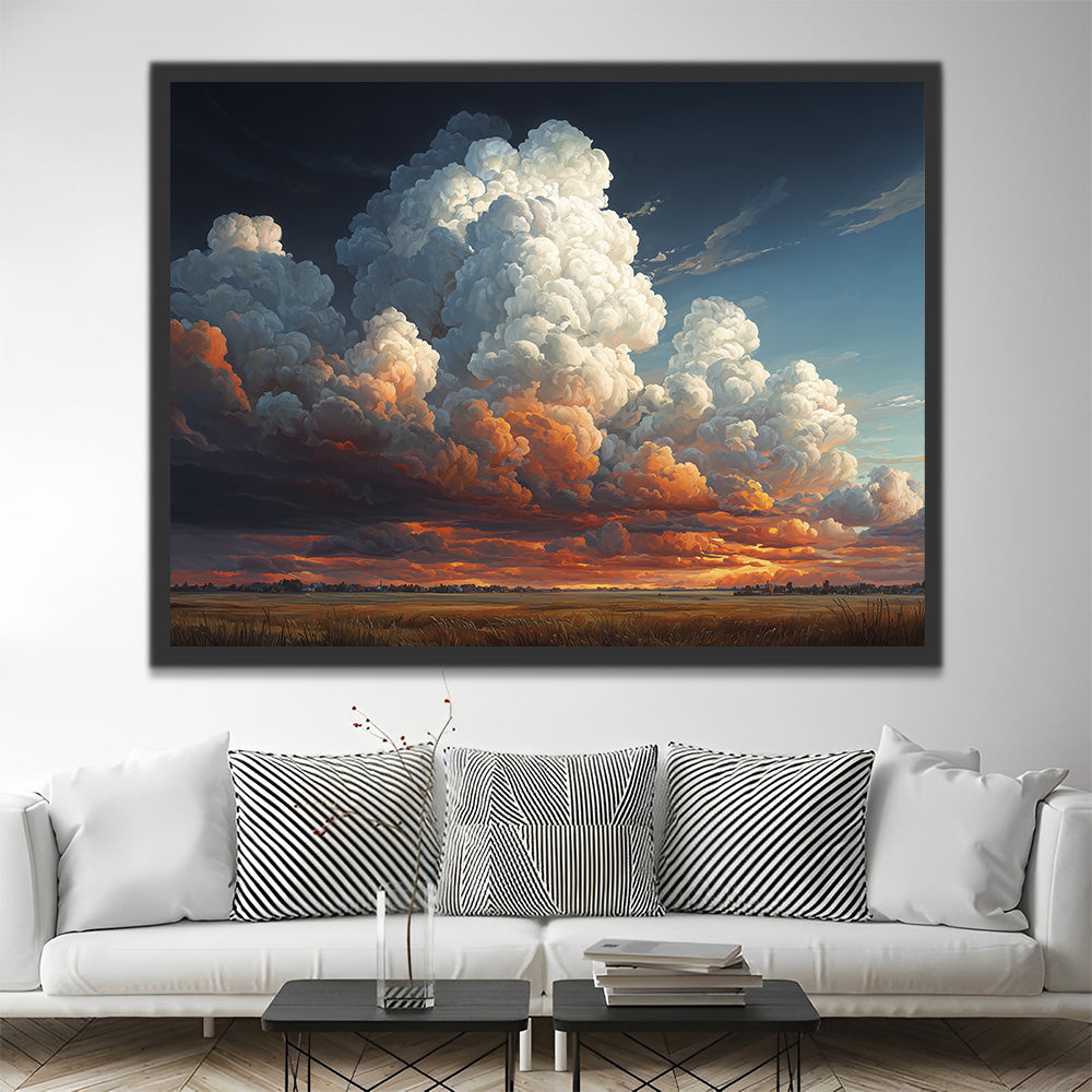 D'énormes Nuages au-dessus des Champs Peinture par Numéros