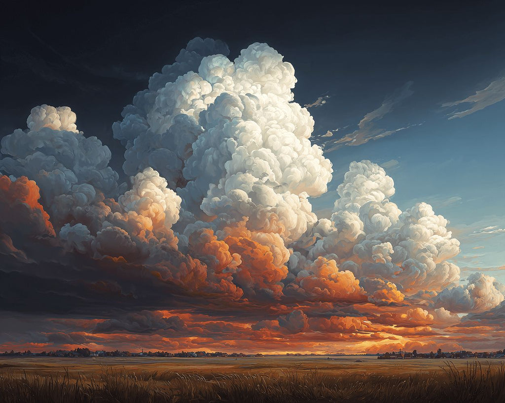 D'énormes Nuages au-dessus des Champs Peinture par Numéros
