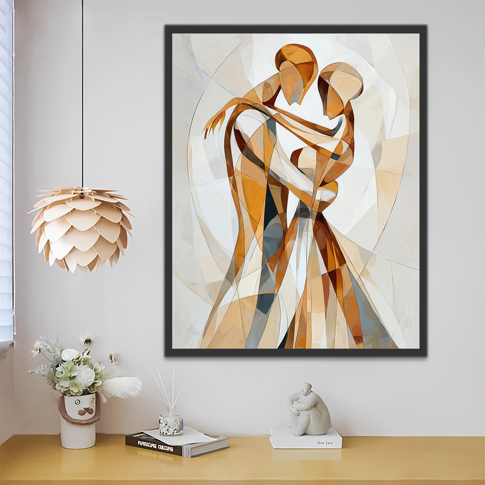 Danseurs Abstraits en Couple qui s'Enlacent Peinture par Numéros