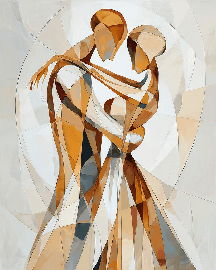 Danseurs Abstraits en Couple qui s'Enlacent Peinture par Numéros