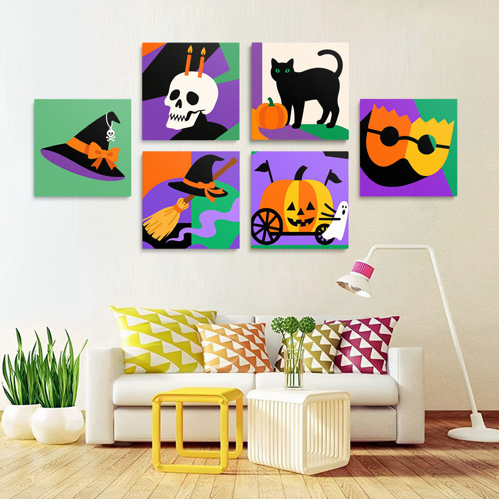 Décorations Cartoon d'Halloween 6 Mini Peintures par Numéros