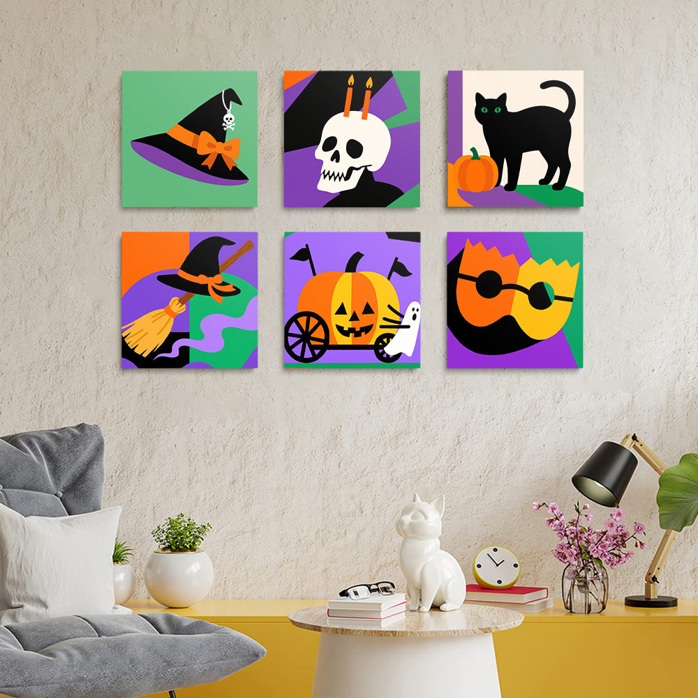 Décorations Cartoon d'Halloween 6 Mini Peintures par Numéros