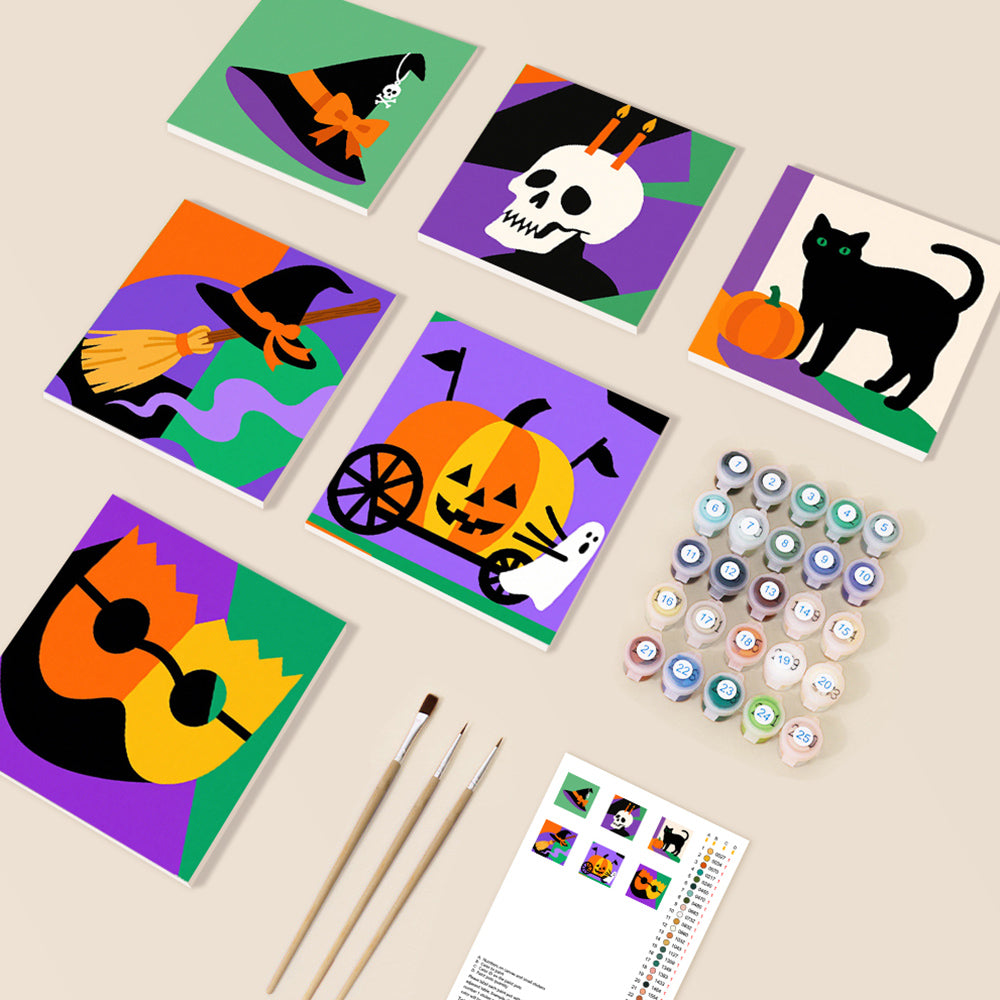 Décorations Cartoon d'Halloween 6 Mini Peintures par Numéros