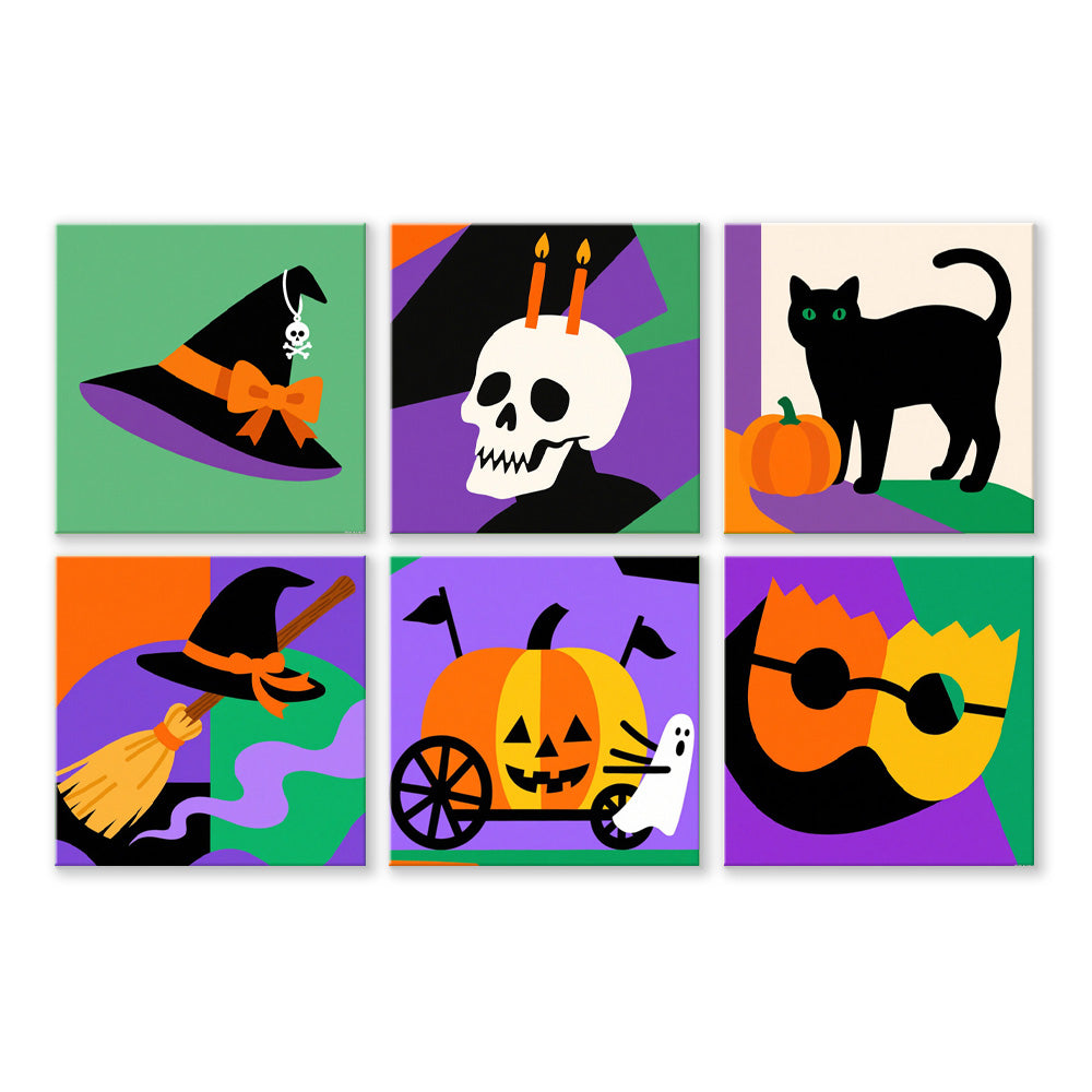 Décorations Cartoon d'Halloween 6 Mini Peintures par Numéros