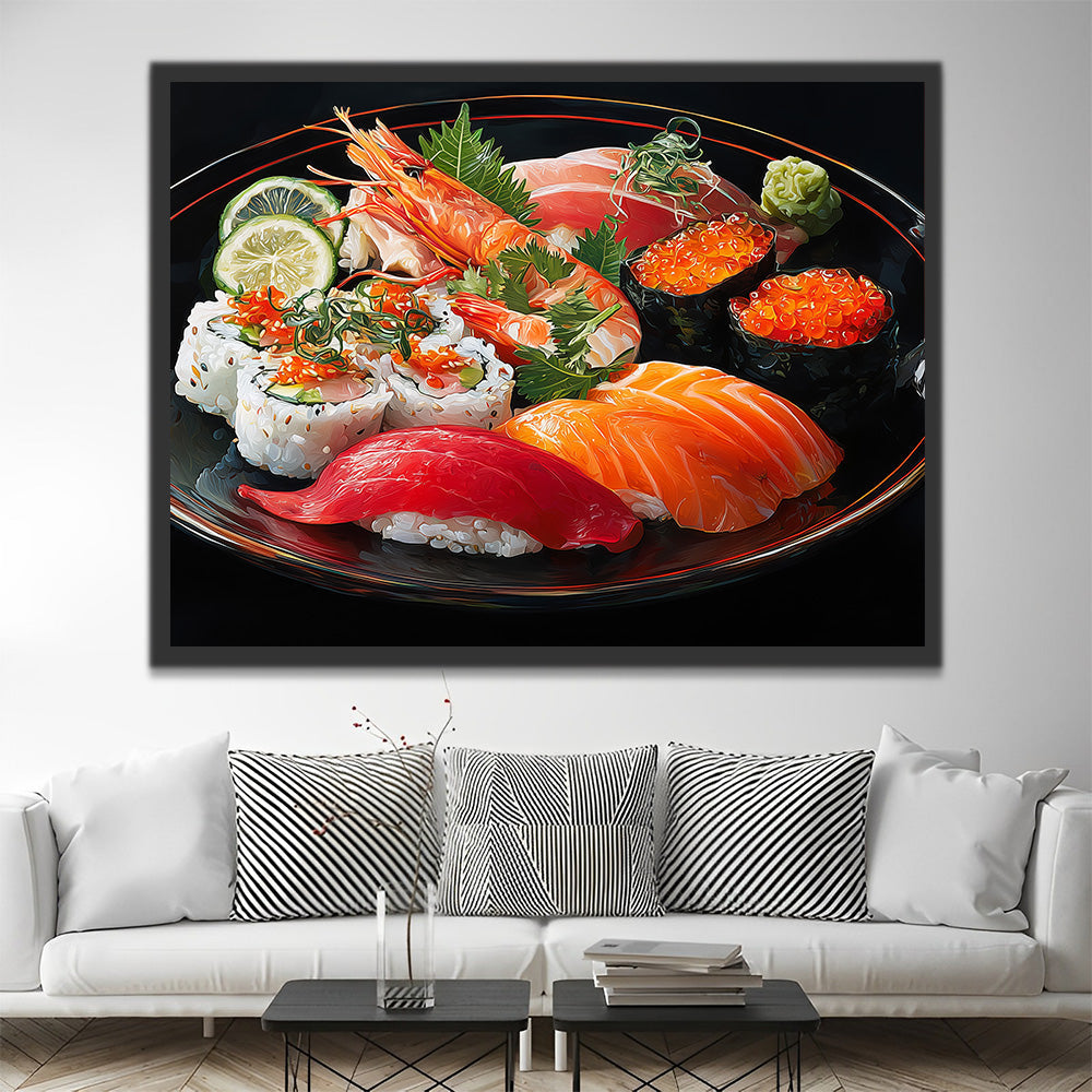 Délicieux Sushi aux Fruits de Mer Peinture par Numéros