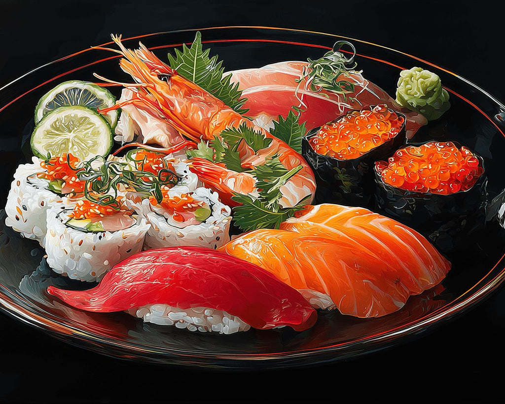 Délicieux Sushi aux Fruits de Mer Peinture par Numéros