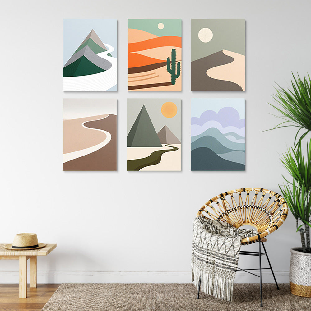 Déserts et Montagnes 6 Mini Peintures par Numéros