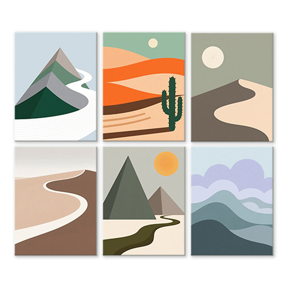 Déserts et Montagnes 6 Mini Peintures par Numéros