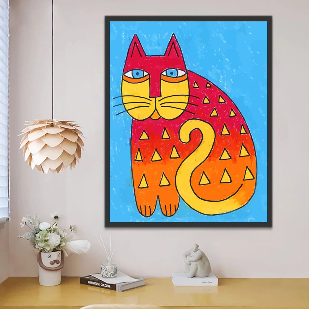 Dessin au Crayon de Chat Rouge Peinture par Numéros