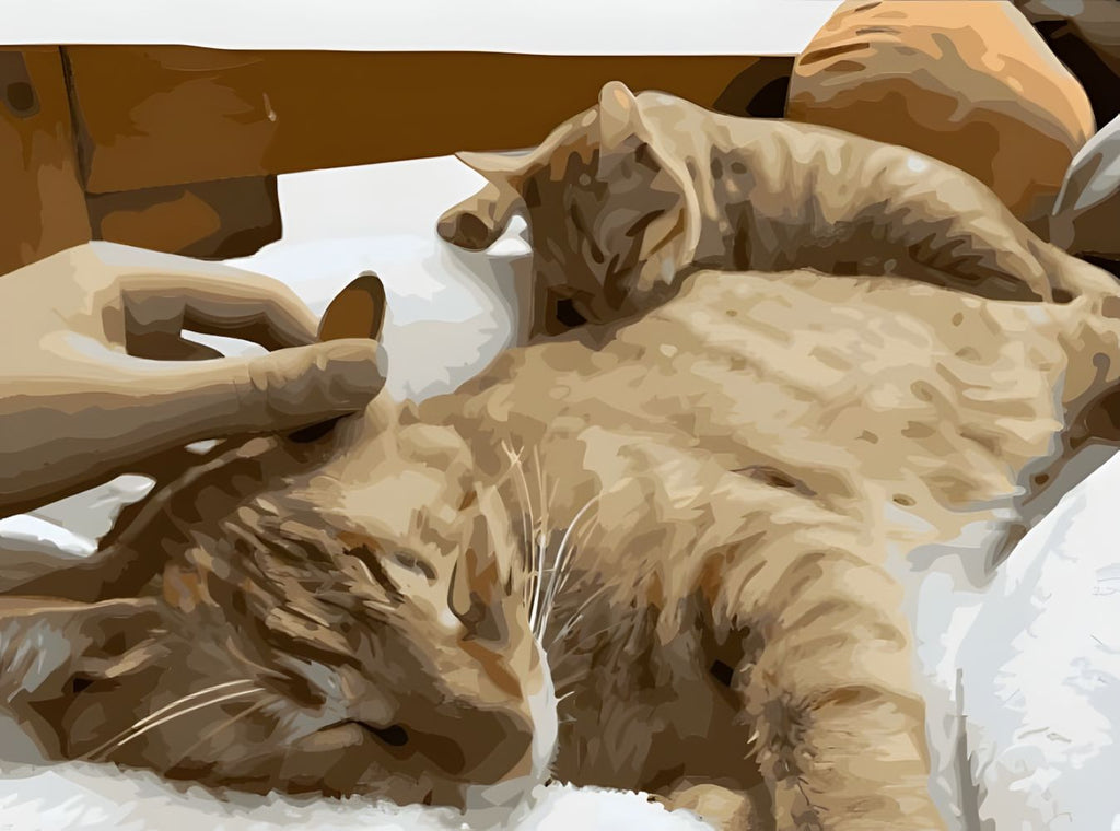 Deux Chats Roux Endormis Peinture par Numéros