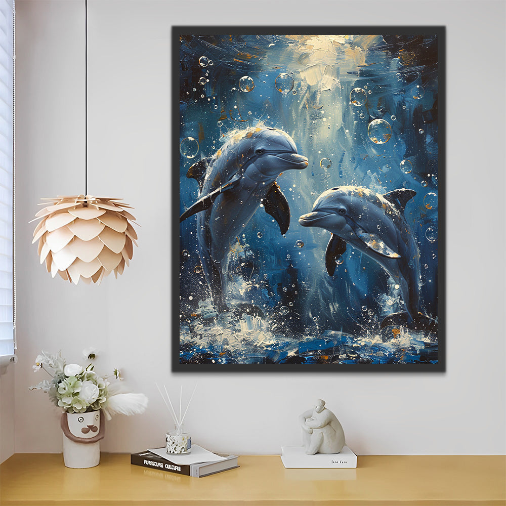 Deux Dauphins Peinture par Numéros