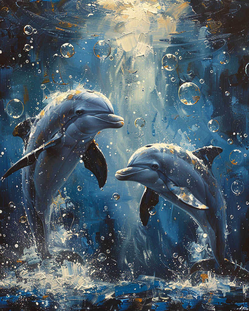 Deux Dauphins Peinture par Numéros