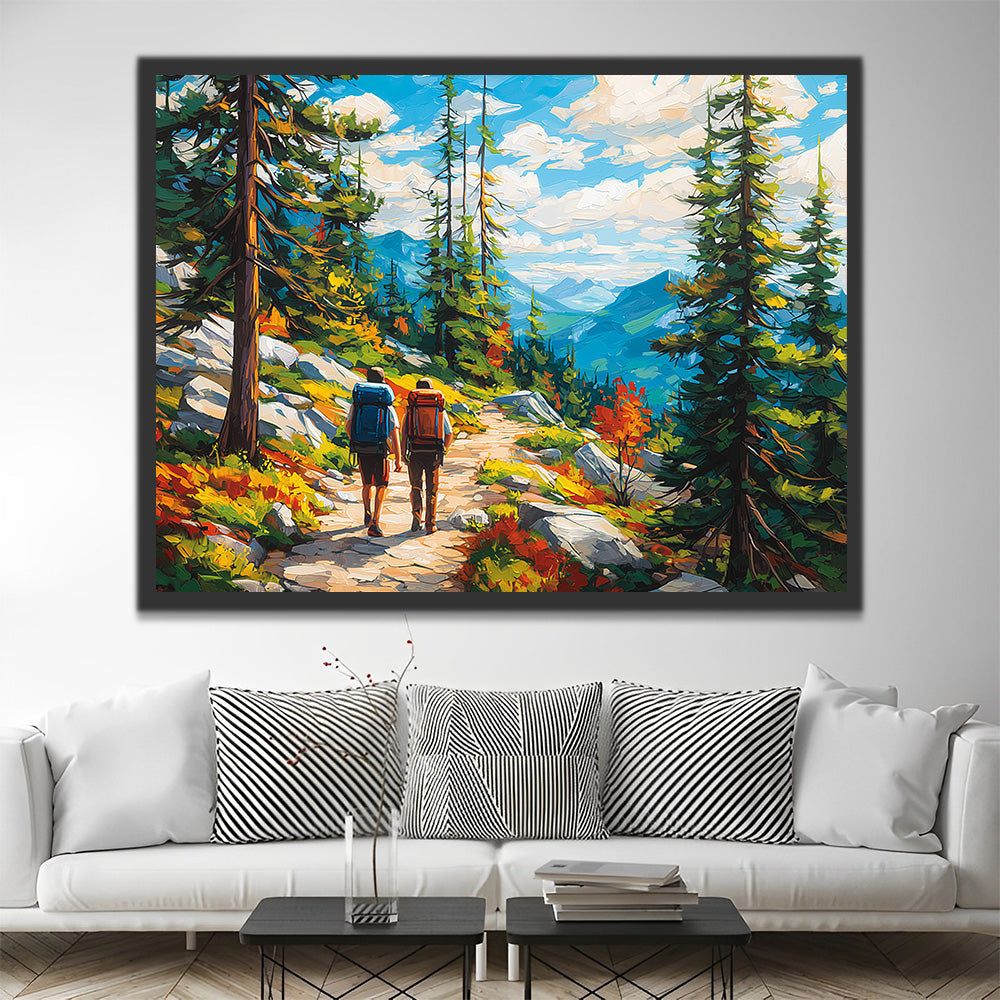 Deux Randonneurs dans les Montagnes Peinture par Numéros