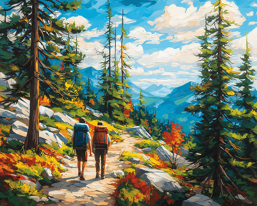 Deux Randonneurs dans les Montagnes Peinture par Numéros