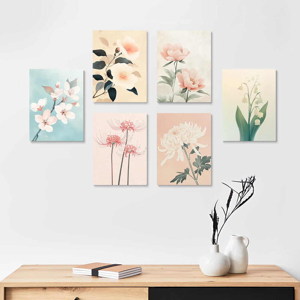 Différentes Variétés de Fleurs 6 Mini Peintures par Numéros