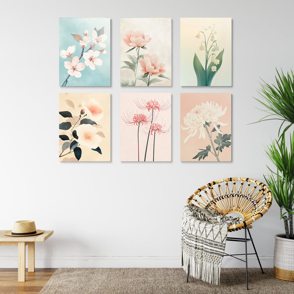 Différentes Variétés de Fleurs 6 Mini Peintures par Numéros