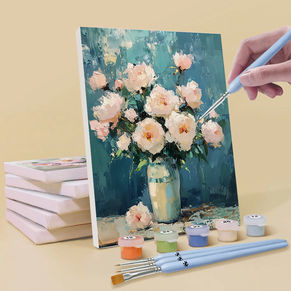 Diverses Fleurs dans Différents Vases 6 Mini Peintures par Numéros