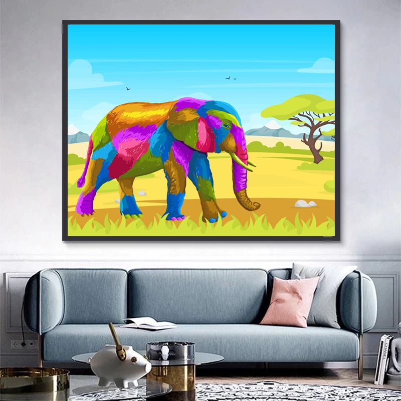 Éléphant Coloré Cartoon Enfants Peinture par Numéros