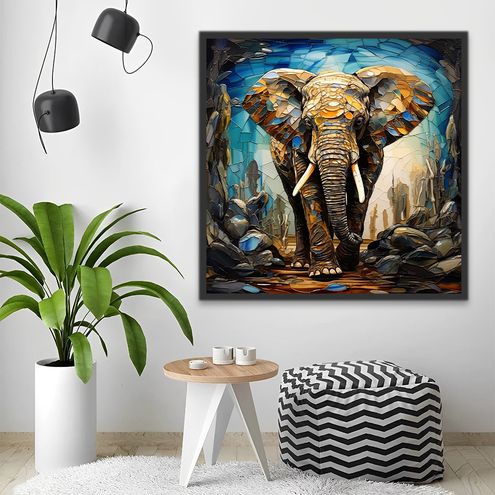 Éléphants en mosaïque Peinture par Numéros