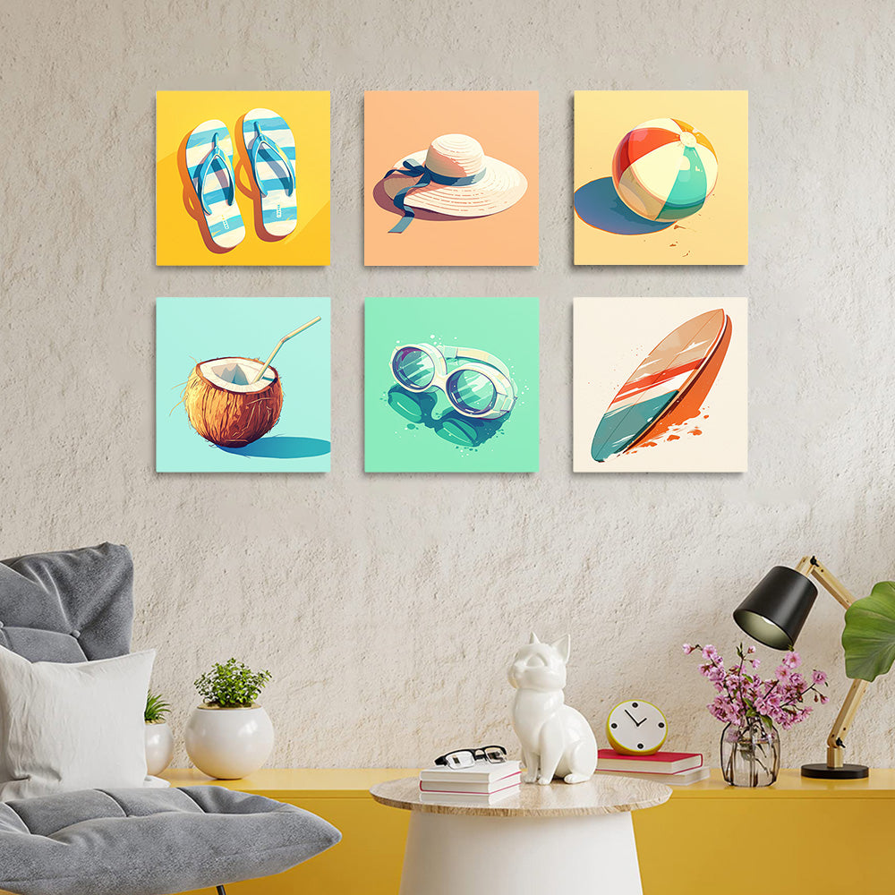 Équipement d'Été pour la Plage 6 Mini Peintures par Numéros
