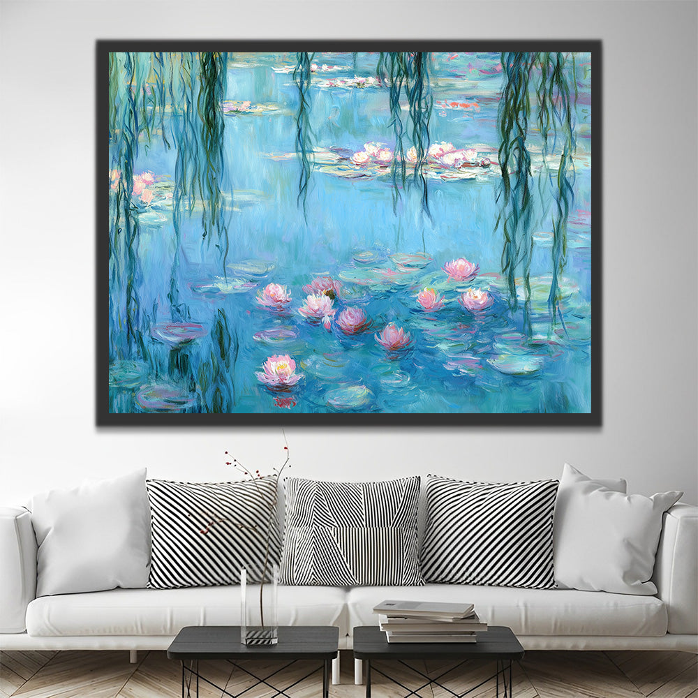 Étang de Lotus sous les Saules Pleureurs Peinture par Numéros
