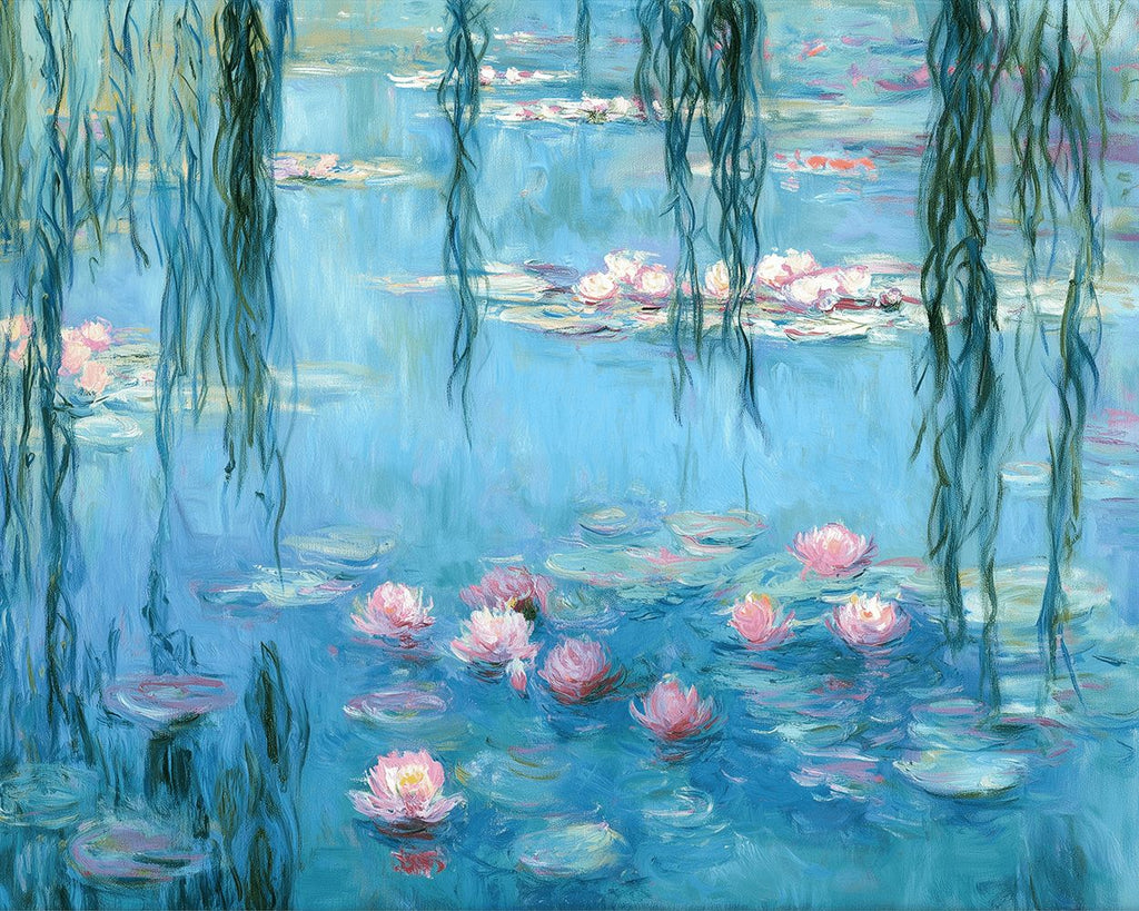Étang de Lotus sous les Saules Pleureurs Peinture par Numéros