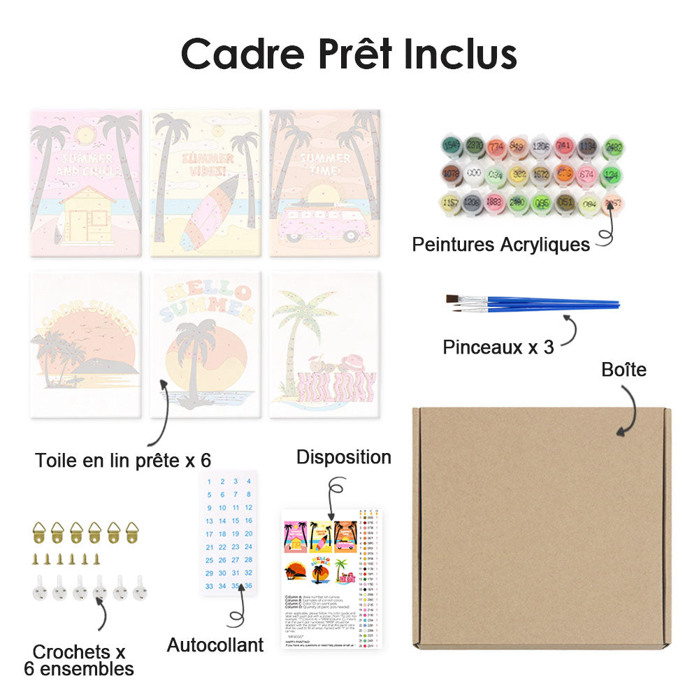 Été en Couleurs ! 6 Mini Peintures par Numéros