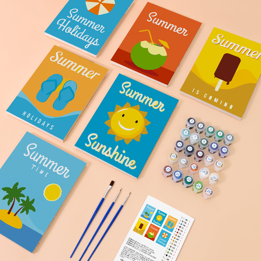 Été Heureux 6 Mini Peintures par Numéros