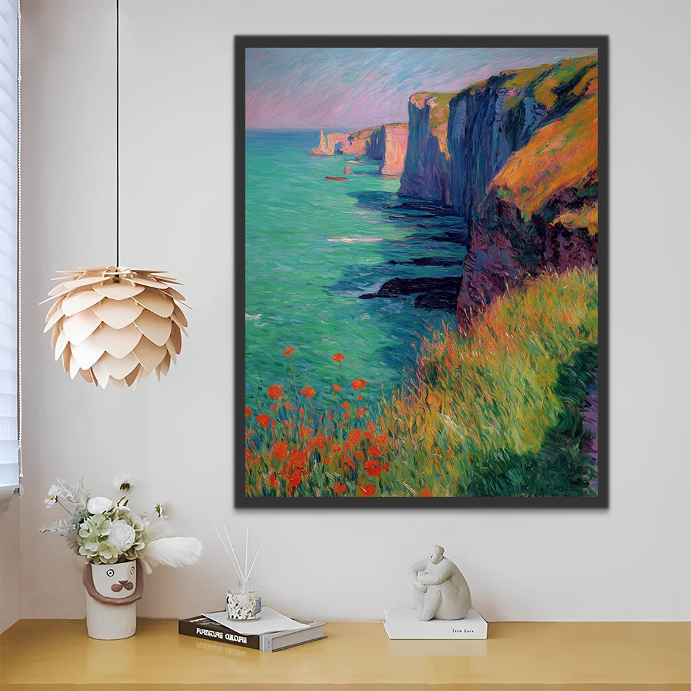 Falaises Côtières et Herbes Sauvages Peinture par Numéros
