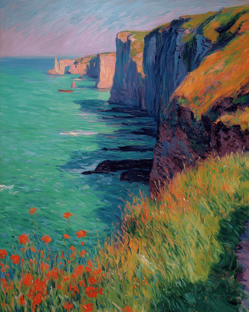 Falaises Côtières et Herbes Sauvages Peinture par Numéros