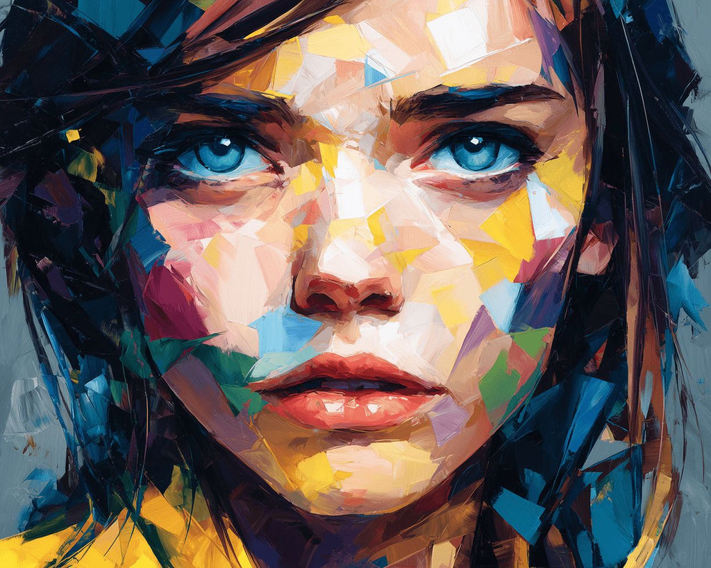 Femme aux Yeux Bleus Peinture par Numéros