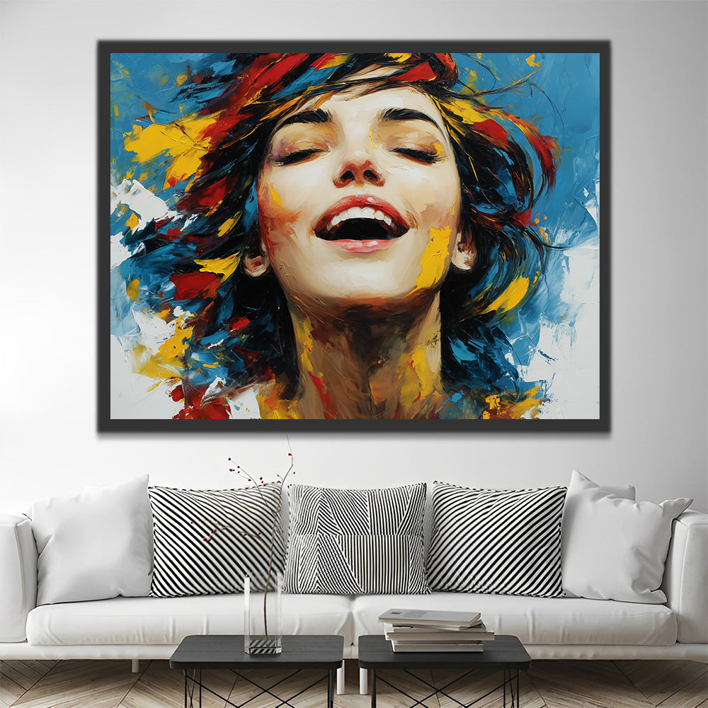 Femme Heureuse et Rieuse Peinture par Numéros