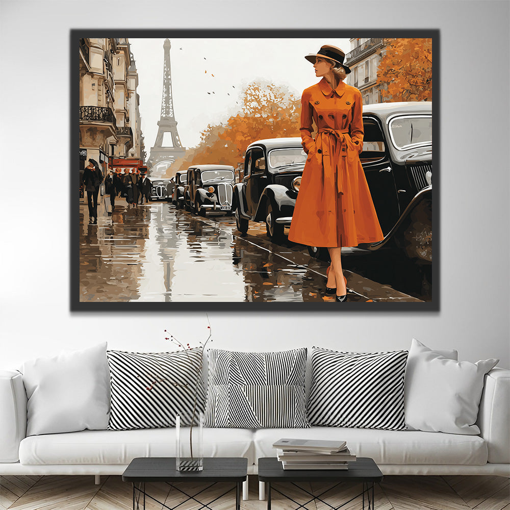 Femme Moderne dans les Rues de Paris Peinture par Numéros