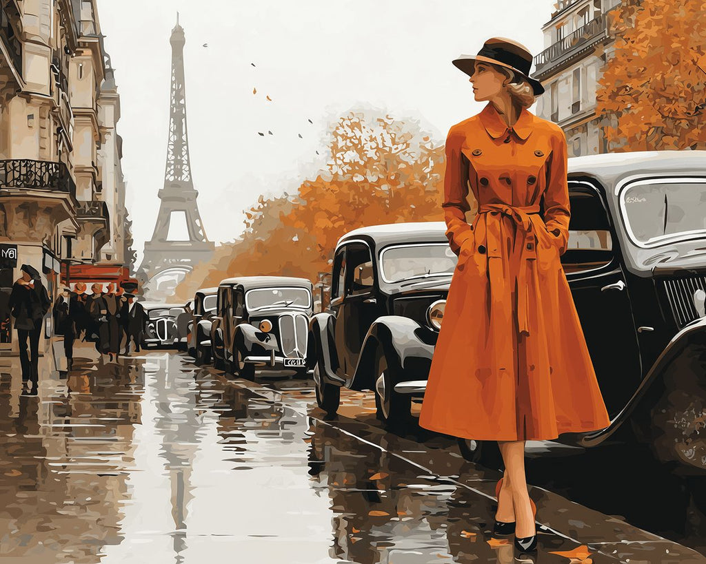 Femme Moderne dans les Rues de Paris Peinture par Numéros