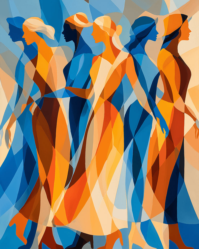 Femmes Abstraites en Marche Peinture par Numéros