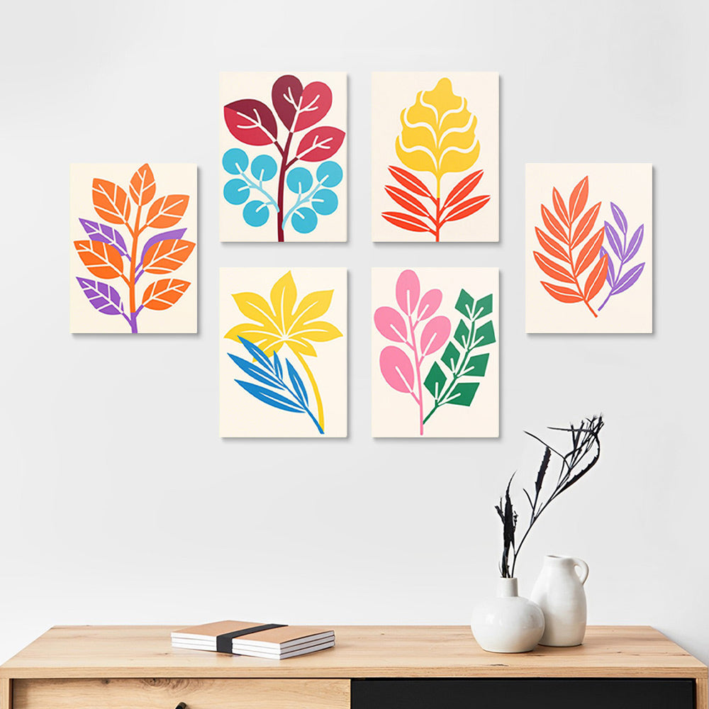 Feuilles d'Automne Simples 6 Mini Peintures par Numéros