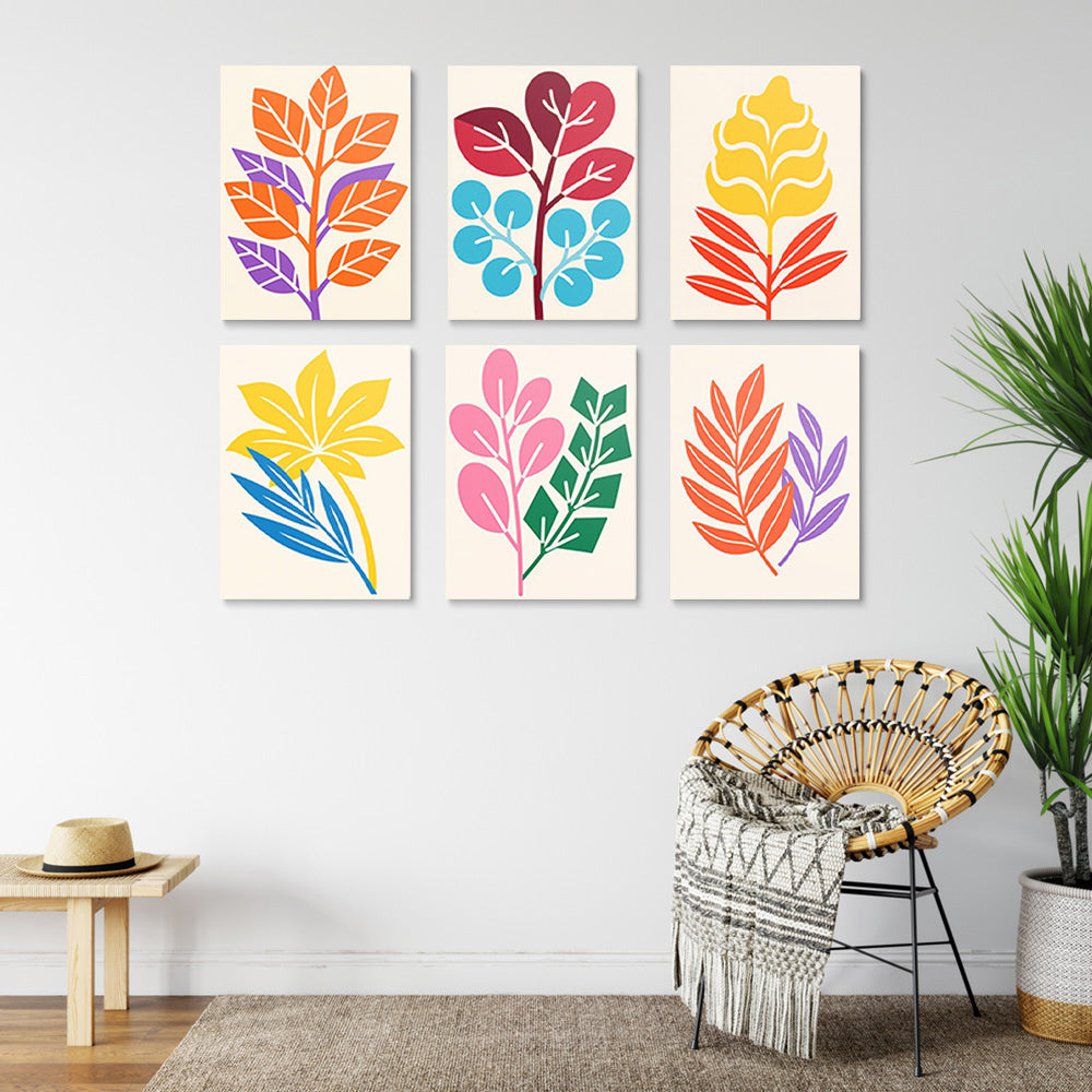 Feuilles d'Automne Simples 6 Mini Peintures par Numéros