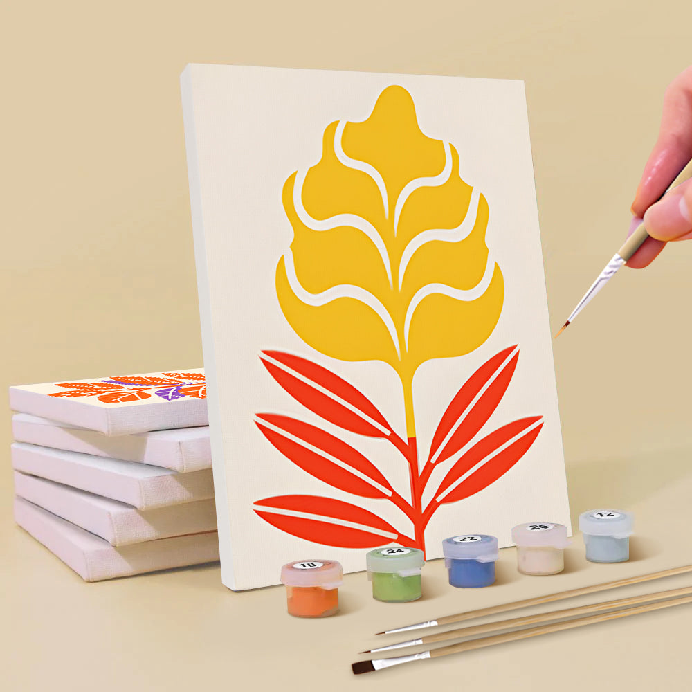 Feuilles d'Automne Simples 6 Mini Peintures par Numéros
