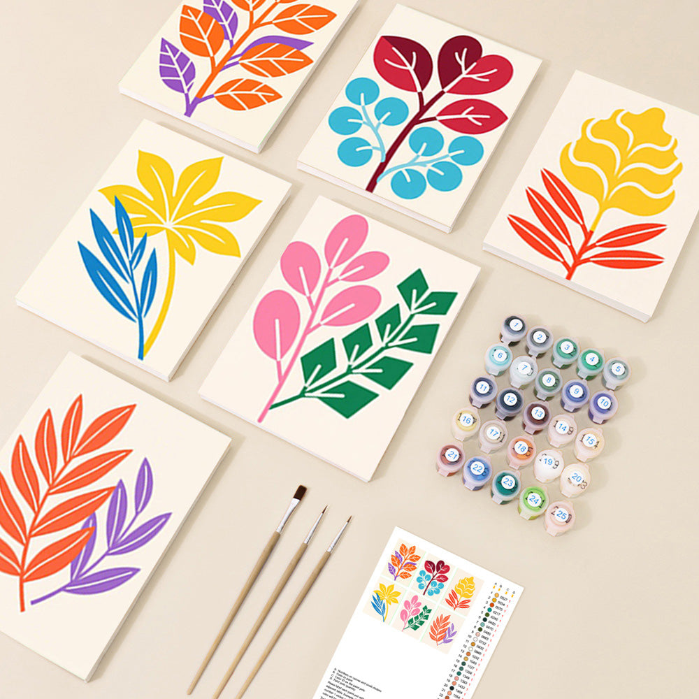 Feuilles d'Automne Simples 6 Mini Peintures par Numéros