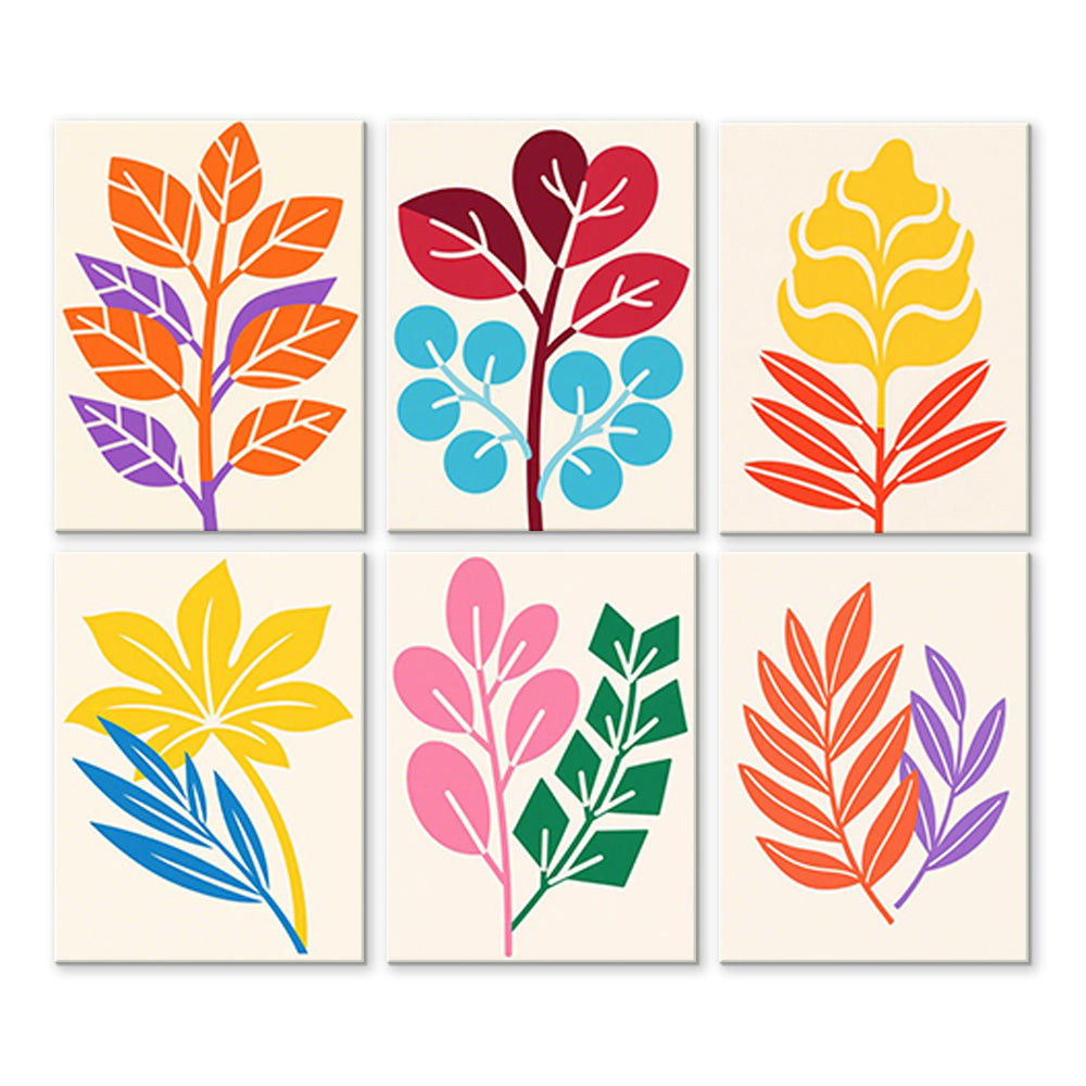 Feuilles d'Automne Simples 6 Mini Peintures par Numéros