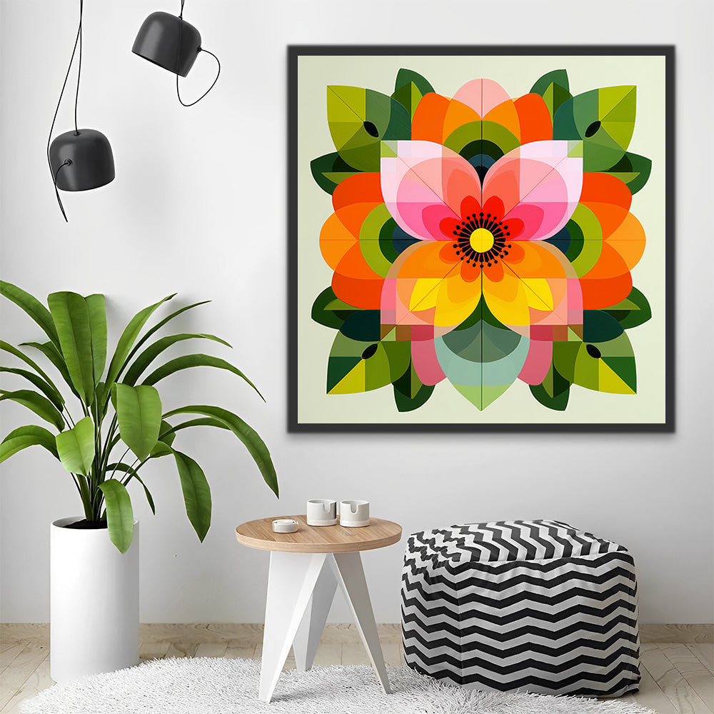 Feuilles et Fleur Mandala Peinture par Numéros