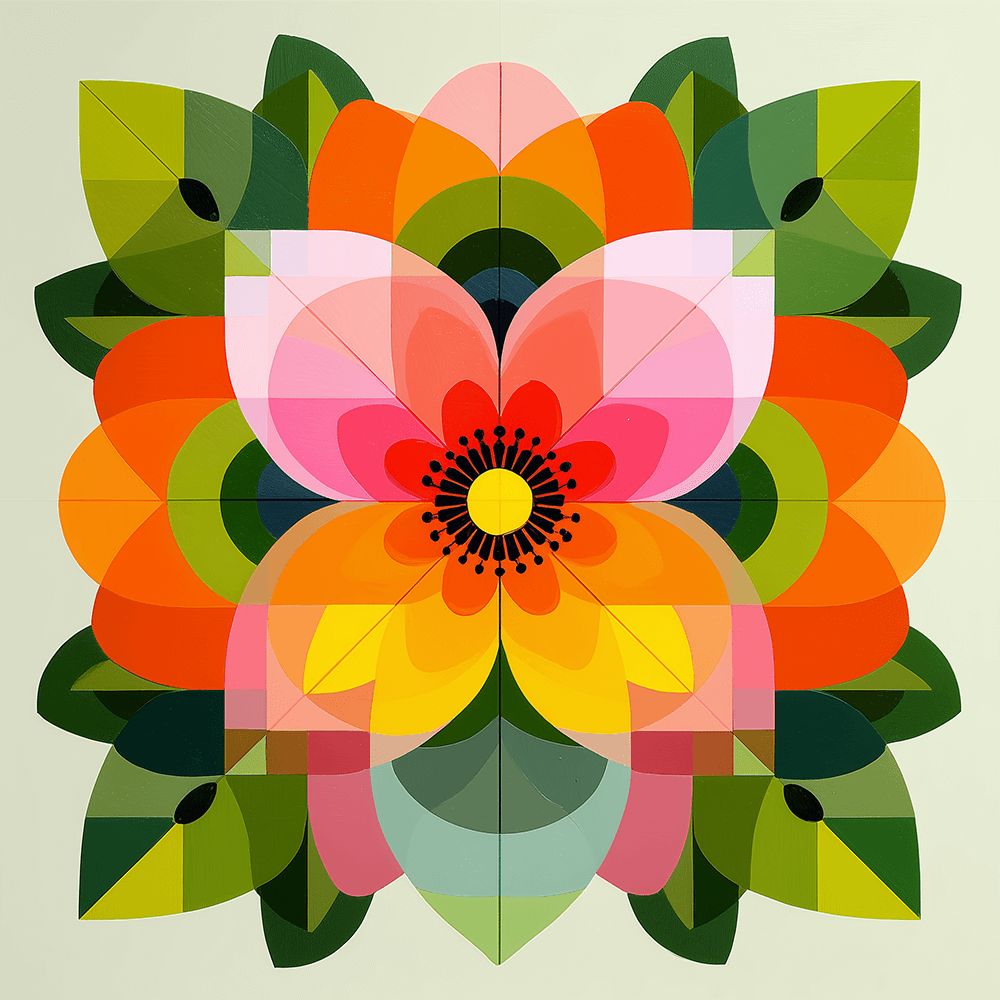 Feuilles et Fleur Mandala Peinture par Numéros