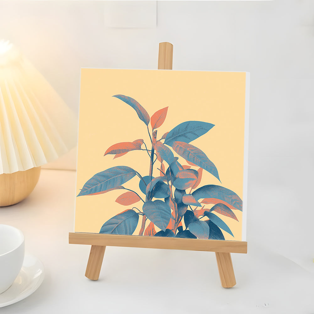 Feuilles Vertes À Feuilles Roses Mini Peinture par Numéros