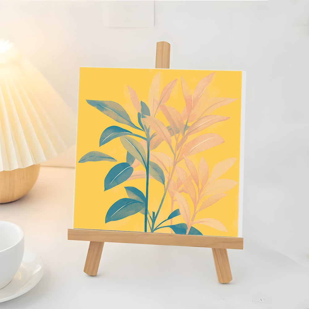 Feuilles Vertes Flétries Mini Peinture par Numéros