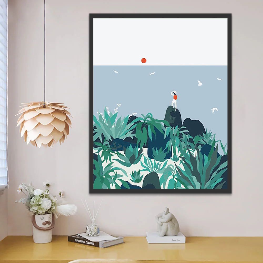 Fille et Mer Enfants Peinture par Numéros